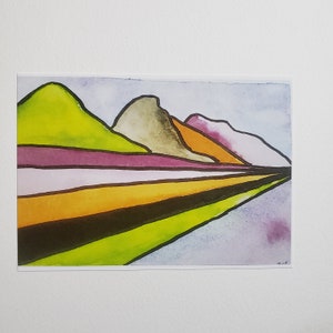 Impression d'art paysage abstrait carte postale A6 technique mixte impression A6 carte postale paysage moderne art original pour l'envoi de cadrage dans la journalisation