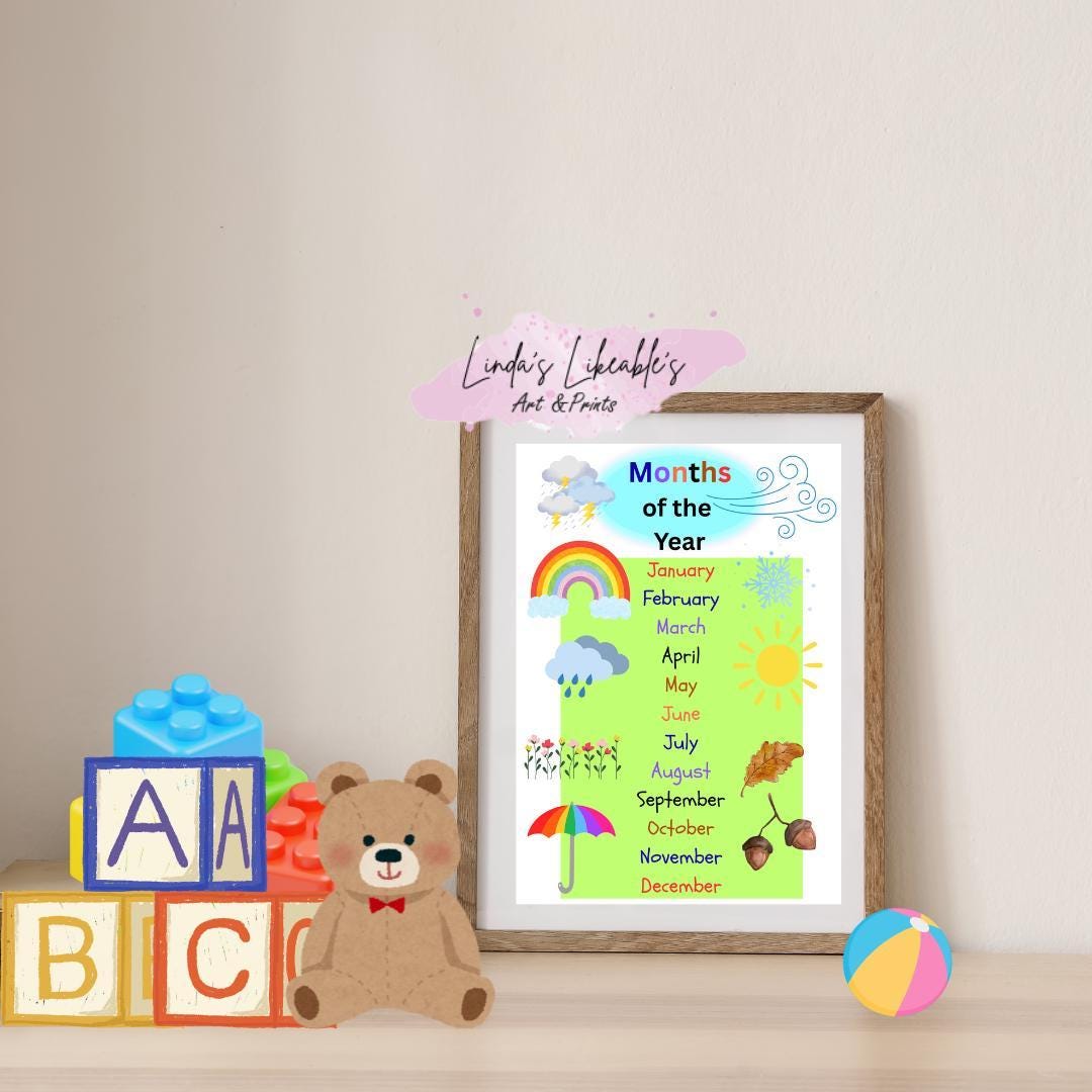 Months of the Year Print | Digital Download - Etsy