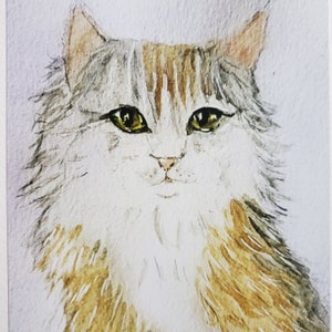 Cartolina con gatto acquerellato formato A6, mini stampa artistica, regalo per amanti dei gatti, illustrazione originale, cancelleria per diario, senza cornice.
