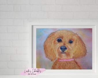 Cavapoo Watercolor Art Print A4 | Original  Dog Portrait | Cavapoo Lover Gift | Pet Wall Art Print A4 original art print | Dog Art Print