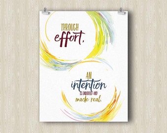 Yoga Intention Poster. Yoga art print. Yoga gifts. Modern art painting. Spiritual art print. Zen meditation art. Inspirational quotes art.