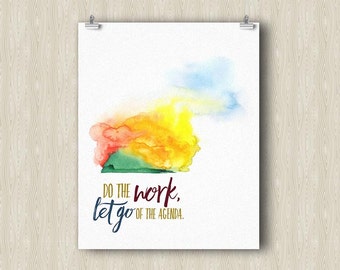 Do the Work Yoga Poster. Yoga art print. Yoga gifts. Modern art painting. Spiritual art print. Zen meditation art. Inspirational quotes art.