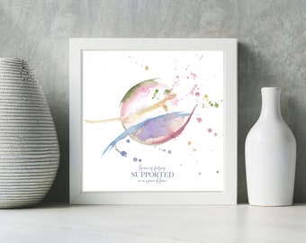 Space of Fear Art Print. Watercolor wall art. Modern art painting. Spiritual art print. Zen meditation art. Inspirational quotes art.