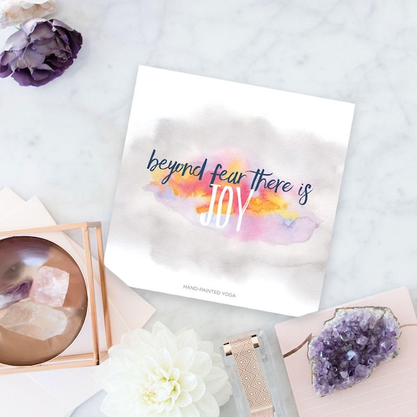Beyond fear there is joy - Magnet. Yoga gifts. Yoga studio decor. Meditation magnet. Yoga art. Zen art. Inspirational art. Yoga gift guide.