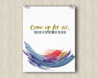 Air and Ocean Yoga Poster. Yoga art print. Yoga gifts. Modern art painting. Spiritual art print. Zen meditation art. Inspirational quotes.