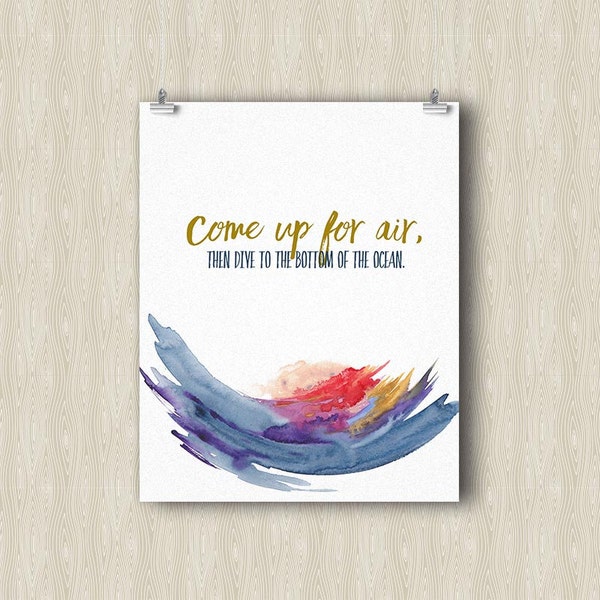Air and Ocean Yoga Poster. Yoga art print. Yoga gifts. Modern art painting. Spiritual art print. Zen meditation art. Inspirational quotes.