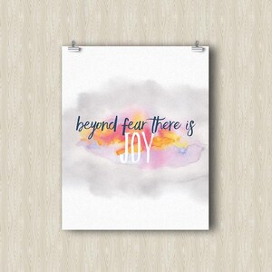 Beyond Fear Poster. Yoga art print. Yoga gifts. Modern art painting. Spiritual art print. Zen meditation art. Inspirational quotes art.