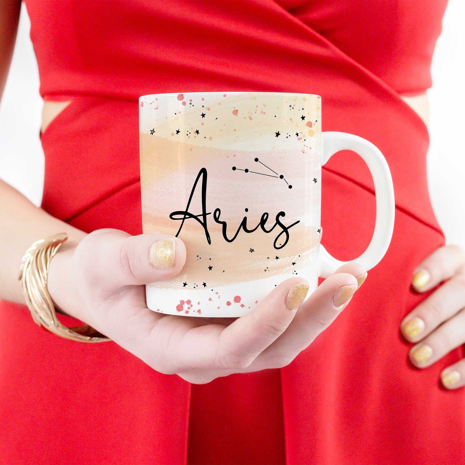 Aries Astrology Ceramic Mug, Zodiac Mug, Watercolor Mug, Astrology