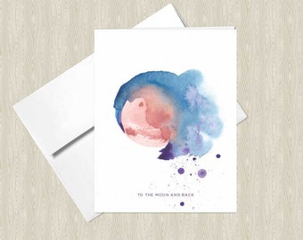 Blood Moon Watercolor Greeting Cards – Set of 4, Celestial notecards