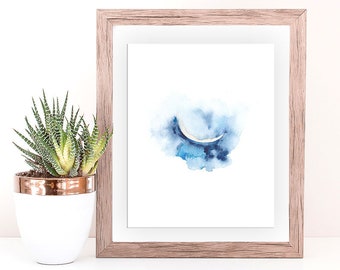 Crescent Moon Poster. Moon phase art print. Yoga teacher gifts. Zen art print. Moon phase print. Spiritual art prints. Celestial wall decor