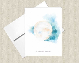 Sacred Moon Watercolor Greeting Cards – Set of 4, Celestial notecards