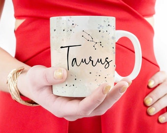 Taurus Astrology Ceramic Mug, Zodiac mug, watercolor mug, astrology gifts, astrology mug, celestial holiday gifts, constellation mug