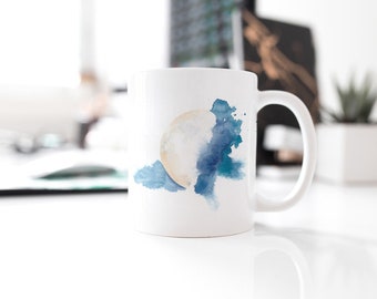 Mystic Moon Ceramic Mug, Moon phase mug, watercolor mug, astronomy gifts, astrology mug, witchy mug, spiritual mug, celestial mug