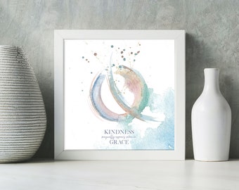 Kindness Magically Appears Art Print. Watercolor wall art. Modern art painting. Spiritual Zen meditation art. Inspirational quotes art.