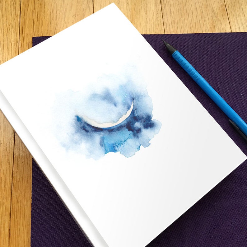 Crescent Moon Hardbound Gratitude Journal. Yoga gifts. Moon Journal. Yoga tool. Gratitude Journal. Meditation journal. image 1