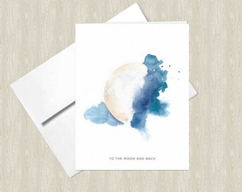 Mystic Moon Watercolor Greeting Cards – Set of 4, Celestial notecards