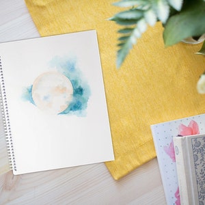 Sacred Moon Gratitude Notebook. Inspiration Journal. Yoga gift. Yoga studio art. Yoga notebook. Meditation journal, Celestial journal