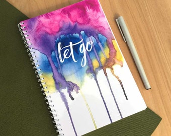 Let Go Gratitude Journal. Inspiration Journal. Yoga gift. Yoga studio art. Yoga notebook. Meditation journal and notebook. Zen gift