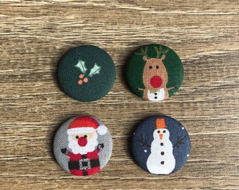 Christmas badge, Christmas magnet, Christmas pin, advent calendar filler, Santa badge, reminder badge, snowman badge, holly badge