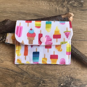 Bolsa de cartão de sorvete, bolsa pequena, porta-cartão, bolsa de sorvete, carteira de flor de sorvete, estampa de sorvete, bolsa de pirulito, estampa de pirulito