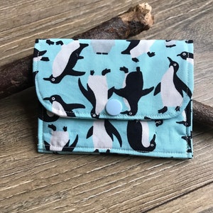 Monedero de pingüino, monedero pequeño, tarjetero, monedero de pingüino, billetera de pingüino, estampado de pingüino, regalo de pingüino, porta cupones, monedero infantil