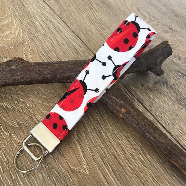 Ladybird keyring, ladybird print, ladybird gift, ladybug keychain, ladybug gift, ladybug print, wrist strap keychain, wrist strap keyring