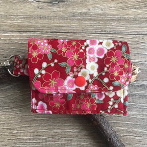 Bolsa de cartão de flor de cerejeira, bolsa pequena, porta-cartão, bolsa de flor de cerejeira, carteira de flor de cerejeira, estampa de flor de cerejeira, presente de flor