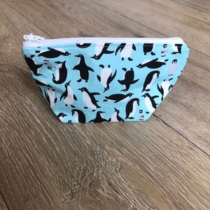 Penguin bag, penguin print, penguin gift, penguin lover gift, zip bag, teen girl gift, mothers day gift, nana gift, wipe clean lining image 2