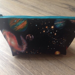Planets / space cosmetics bag, planets make up bag, space wash bag, space gift, planets gift