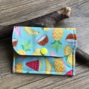 Tropisch fruit Kaart portemonnee, kleine portemonnee, kaarthouder, fruit portemonnee, fruit portemonnee, fruit print, fruit cadeau, voucher houder, kind portemonnee