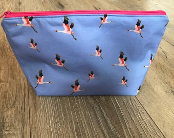 Crane pencil case, crane bag, bird pencil case, bird bag, teacher gift, reuseable wipes, make up bag set, weekend bag, wash bag, zip bag