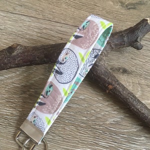 Sloth keyring, sloth print, sloth gift, sloth keychain, wrist strap keychain, wrist strap keyring, teacher gift, stocking filler, new home
