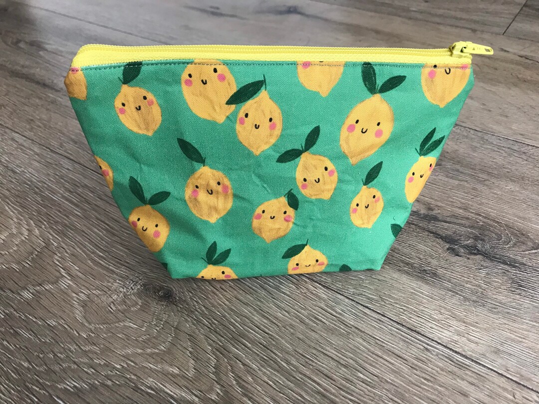 Lemon Pencil Case, Lemon Bag, Lemon Print, Kawaki Lemon Bag, Lemon Gift, Reuseable Wipes, Make
