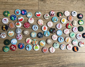 Set of Christmas badges, Christmas magnets, Christmas badge, Christmas pin, class gift, advent calendar filler, stocking filler, homemade cr