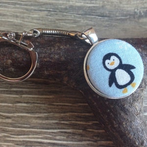 Penguin keyring, penguin keychain, penguin charm, book bag charm, planner charm, handbag charm, penguin gift, penguin print
