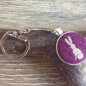 Bunny rabbit keyring, bunny keychain, rabbit charm, planner charm, book bag charm, handbag charm, bunny gift, rabbit gift