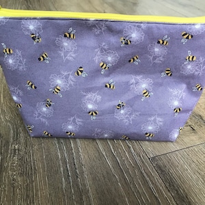 Bee bag, bee pencil case, bee print, bee gift, zip bag, teacher gift, reuseable wipes, make up bag set, weekend bag, bee lover gift