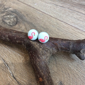 Flamingo earrings, flamingo gift, flamingo print, flamingo accessories, button earrings, button jewellery, Mother's Day gift, gift for her