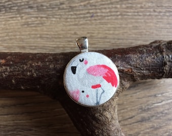 Flamingo pendant, flamingo print, flamingo gift, flamingo jewellery, flamingo necklace, flamingo lover, party bag filler, teen girl gift