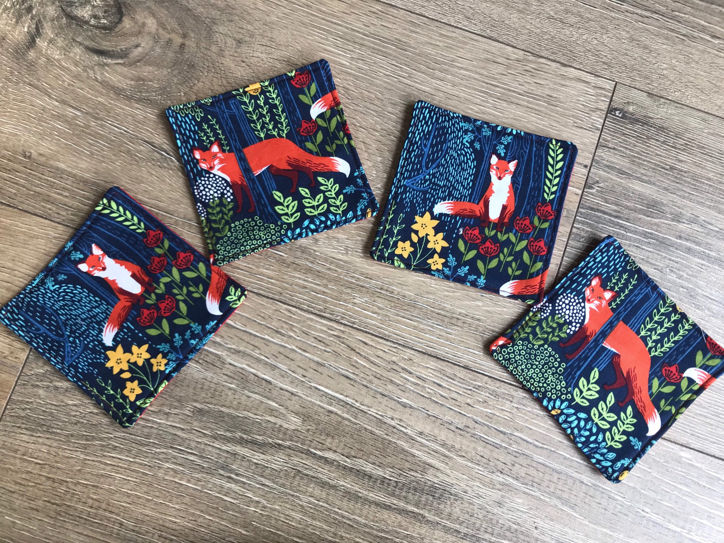 Fox Coasters, Fox Print, Fox Gift, Fabric Coasters, Fox Decor, New Home ...