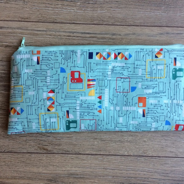 Circuit board pencil case, circuit print, circuit gift, engineer gift, programmer gift, geek gift, nerd gift, zip bag, teacher gift, student