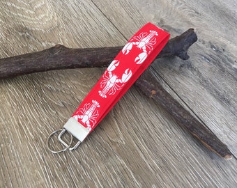 Lobster keyring, lobster print, lobster gift, lobster keychain, wrist strap keychain, wrist strap keyring, teacher gift, new home gift