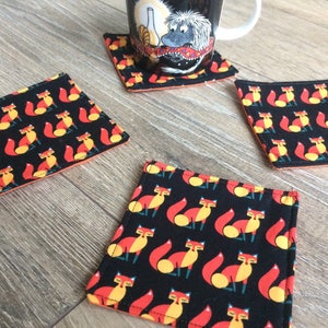 Fox coasters, fox gift, fox print, fox decor, fox accessories, fabric coasters, set of coasters, new home gift, housewarming gift