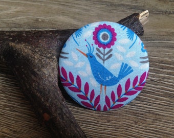 Bird pocket mirror, bird make up mirror, bird print , bird gift, fabric covered mirror, hand mirror, compact mirror, handbag mirror