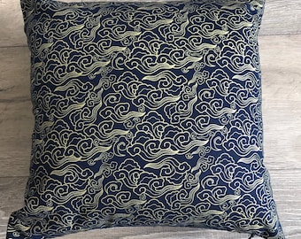 Japanese print cushion cover only, Japanese decor, waves cushion, waves print, housewarming gift, new home gift, pretty cushion