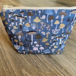 Mushroom pencil case, mushroom bag, mushroom print, mushroom gift, teacher gift, reuseable wipes, weekend bag, wash bag, zip bag