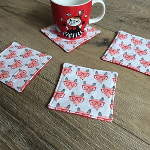 Fox coasters, fox print, fox gift, fox lover gift, fox decor, hipster fox, new home gift, housewarming gift, wedding gift, tea lover gift