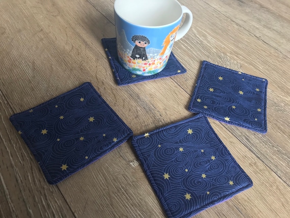 Star coasters, star print, star gift, fabric coasters, new home gift, housewarming gift, teacher gift, tea lover gift, coffee lover gift