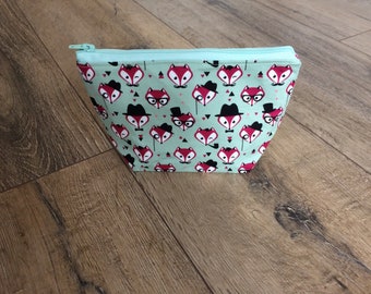 Bolsa de zorro, impresión de zorro, regalo de zorro, regalo de amante del zorro, bolsa de cremallera, regalo de la niña adolescente, regalo del día de las madres, regalo de nana, impresión del bosque, forro limpio de la limpieza de la toallita
