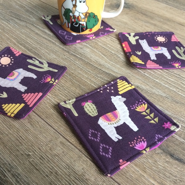 Llama coasters, alpaca coasters, llama print, llama gift, alpaca print, alpaca gift, llama accessories, llama decor, alpaca accessories